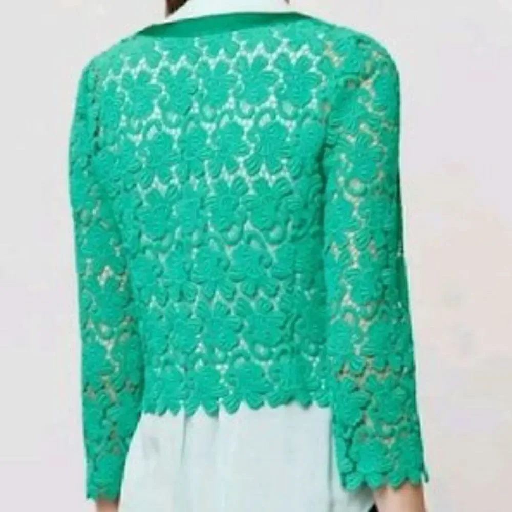 Anthropologie Elevenes Emerald Lace Jacket Medium - Picture 6 of 6
